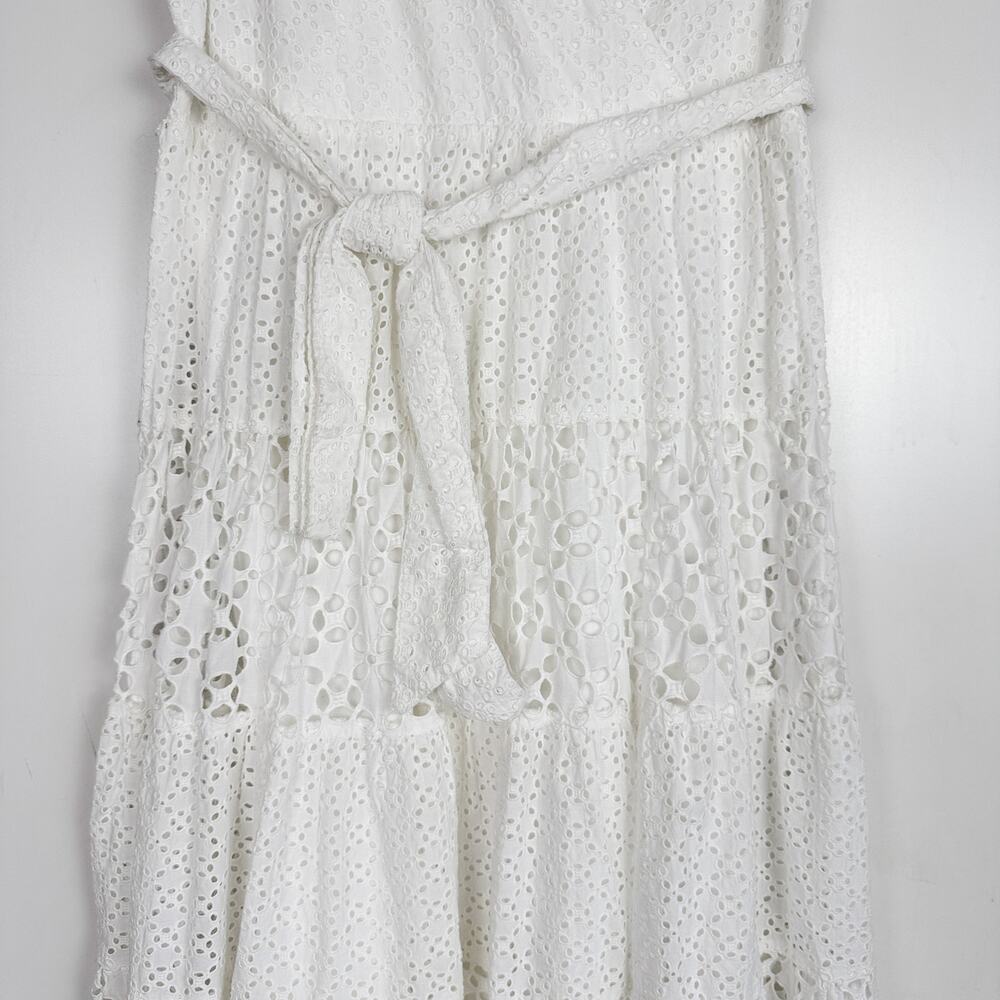 Lauren Ralph Lauren Eyelet Belted Tiered Midi Dress A-Line White - 8 - Picture 3 of 10